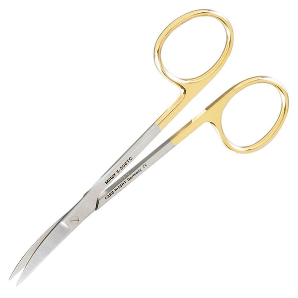 Iris Scissors, 4.5in, Curved, Tungsten Carbide